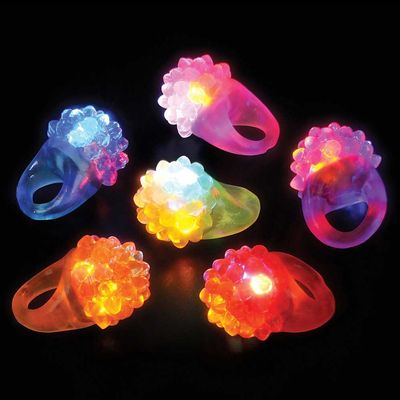 Light-Up Flashing Novelty Rings Club Rave Birthday Party Favors Jelly LED Glow-In-The-Dark Neon Bag Stuffers Colorful Rubber Rings, Multi-Color Berry (1 Ring)