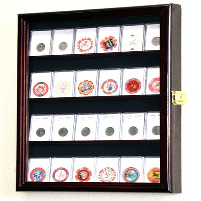 24 Collector NGC PCGS ICG Coin Slab Display Case Cabinet Holder Rack  Lockable, Cherry