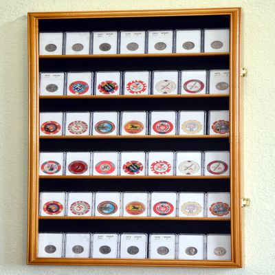 42 Collector NGC PCGS ICG Coin Slab Display Case Cabinet Holder Rack  Lockable, Oak