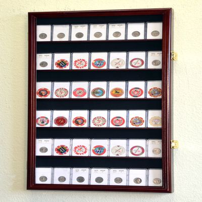 42 Collector NGC PCGS ICG Coin Slab Display Case Cabinet Holder Rack  Lockable, Cherry