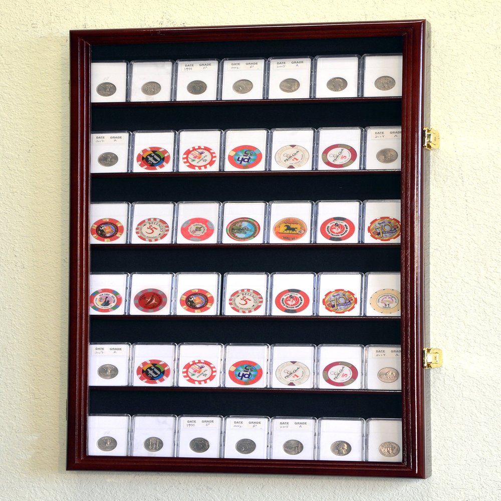 42 Collector NGC PCGS ICG Coin Slab Display Case Cabinet Holder Rack  Lockable, Cherry