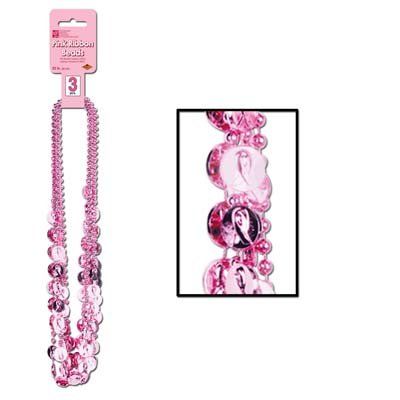 Beistle Ribbon Beads Necklace; 33", Pink (57214)