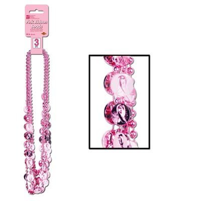 Beistle Ribbon Beads Necklace; 33", Pink (57214)