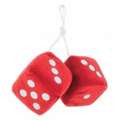 3" Fuzzy Dice Red with White Dots