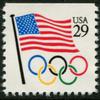 1991 Flag & Olympic Rings Booklet Pane of 10 x 29 Cent Stamps Scott 2528a view 2