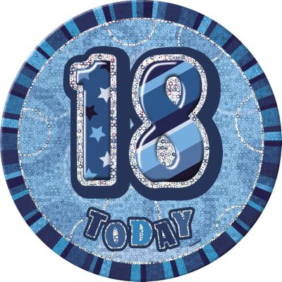 Unique Party 55272-6" Glitz Blue Giant 18th Birthday Badge