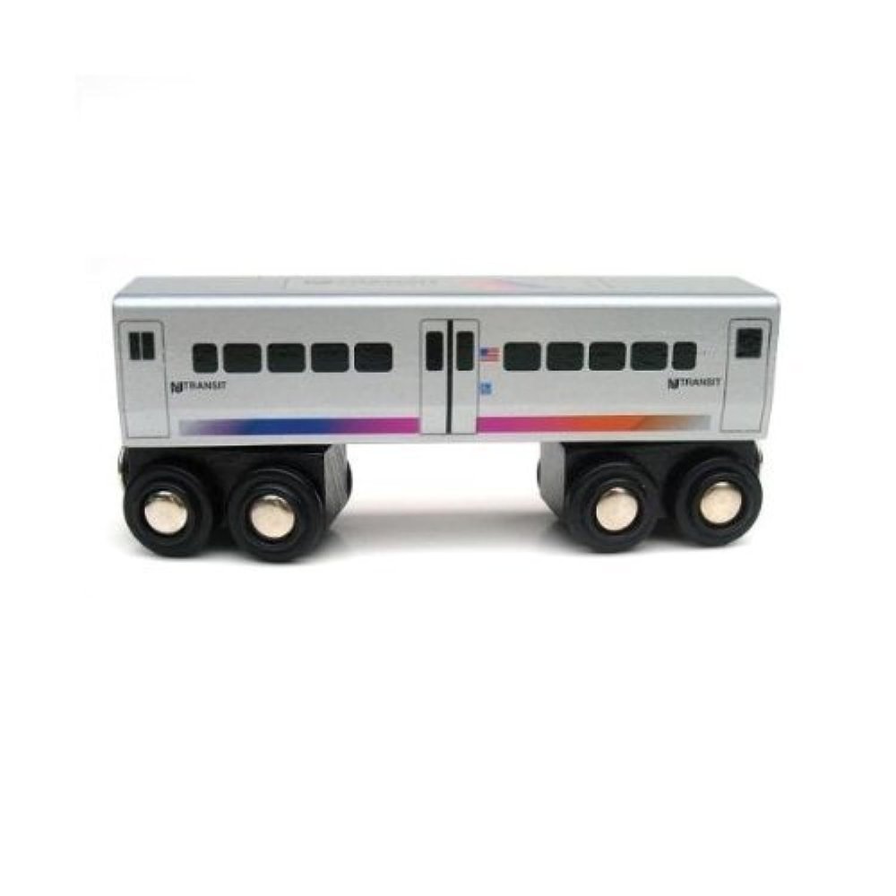 MUNI PALS New Jersey Transit Wooden Railway Child Safe and Tested Wood Toy Trains (Comet V Commuter)