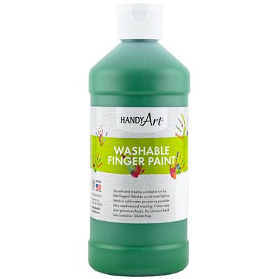 Handy Art Washable Finger Paint, Green, 16 oz Bottl, Non Toxic Ages 3 & Up