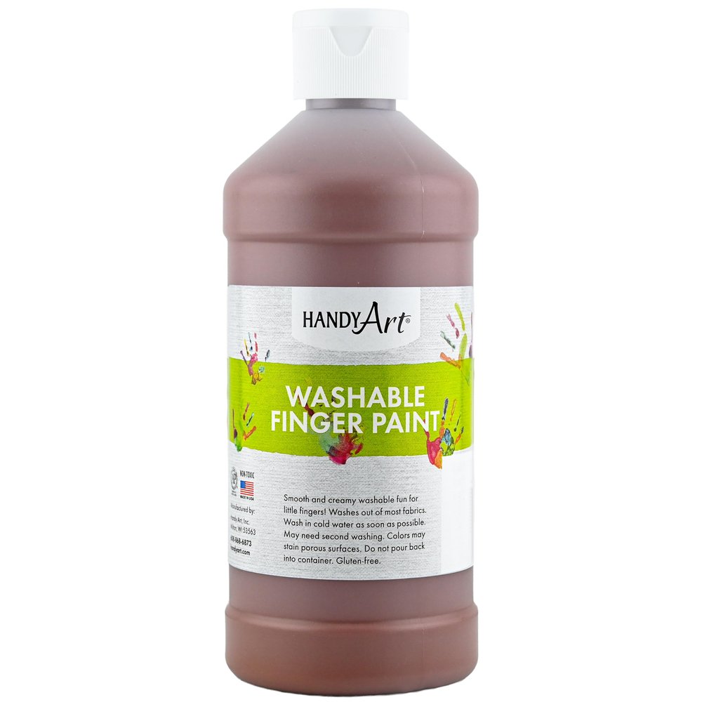 Handy Art Washable Finger Paint, Brown, 16 oz Bottle, Non Toxic Ages 3 & Up
