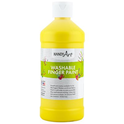 Handy Art Washable Finger Paint, Yellow, 16 oz Bottle Non Toxic Ages 3 & Up