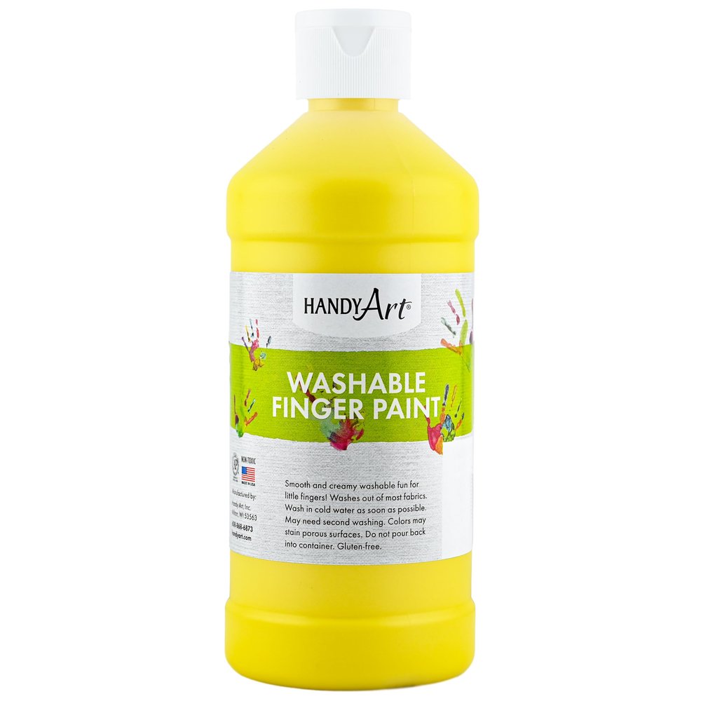 Handy Art Washable Finger Paint, Yellow, 16 oz Bottle Non Toxic Ages 3 & Up