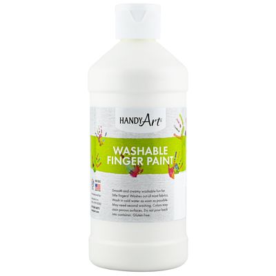 Handy Art Washable Finger Paint, White, 16 oz Bottle, Non Toxic Ages 3 & Up