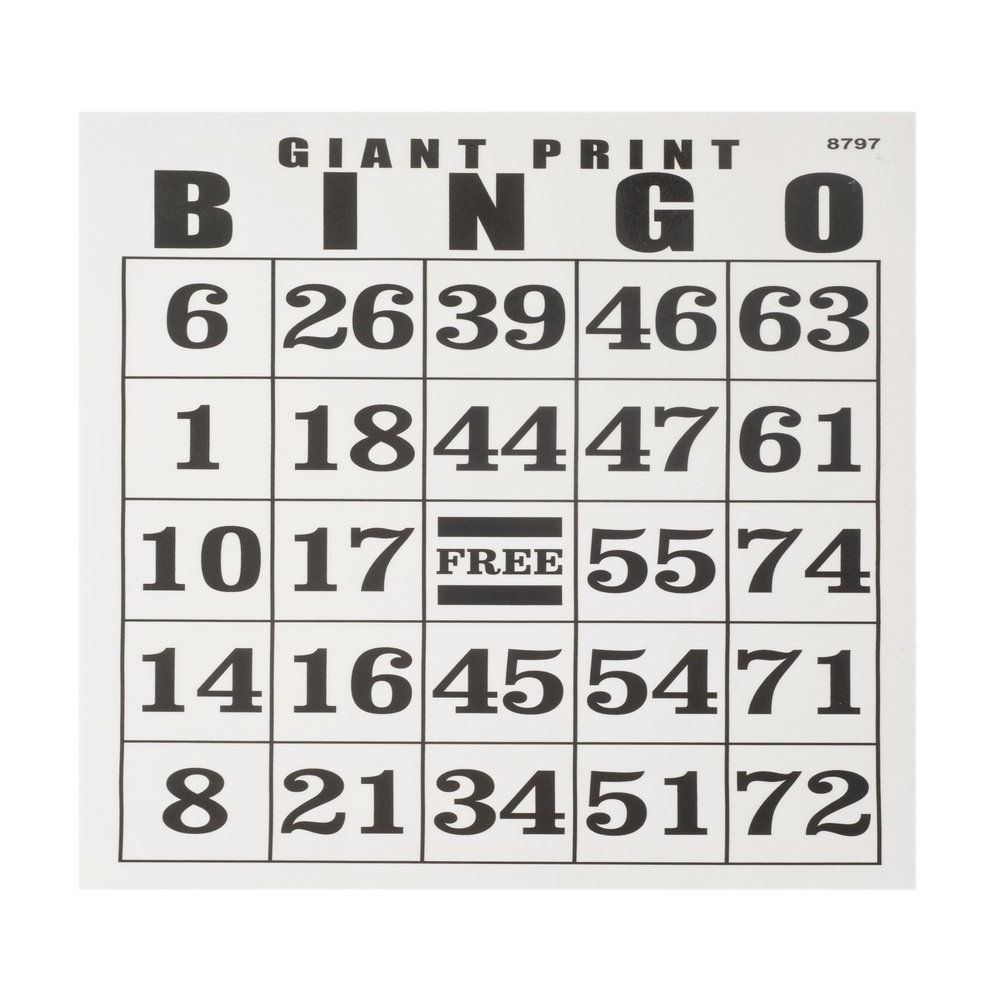 MAGNIFYING AIDS Giant Print Bingo Card