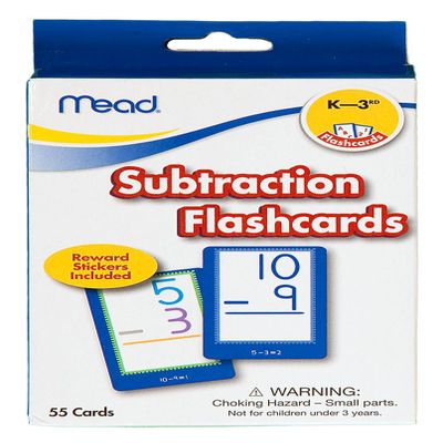 Mead Flashcards, Subtraction, Grades K-3, 3.62 x 5.25 Inches, 55 Cards (63122)
