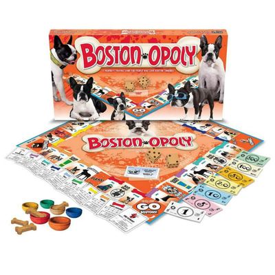 Late for The Sky Boston Terrier-Opoly Board Game for Dog Lovers, Family Strategy and Party Fun, 2-6 Players, Ages 8+, Collectible Tokens, Property Trading Theme, Great Gift for Kids and Adults