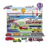 Little Folk Visuals Felt Fun: Trains, Trucks, & Planes Precut Flannel/Felt Board Figures with 13x15 Inches Mounted Playboard, 24 Pieces Set view 1
