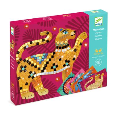 DJECO LGA Mosaics Deep in The Jungle - Create Your Own Mosaic Masterpiece - Fun & Creative for Family & Friends - Educational, Sticker Craft Kit for Children 6+ Girls & Boys