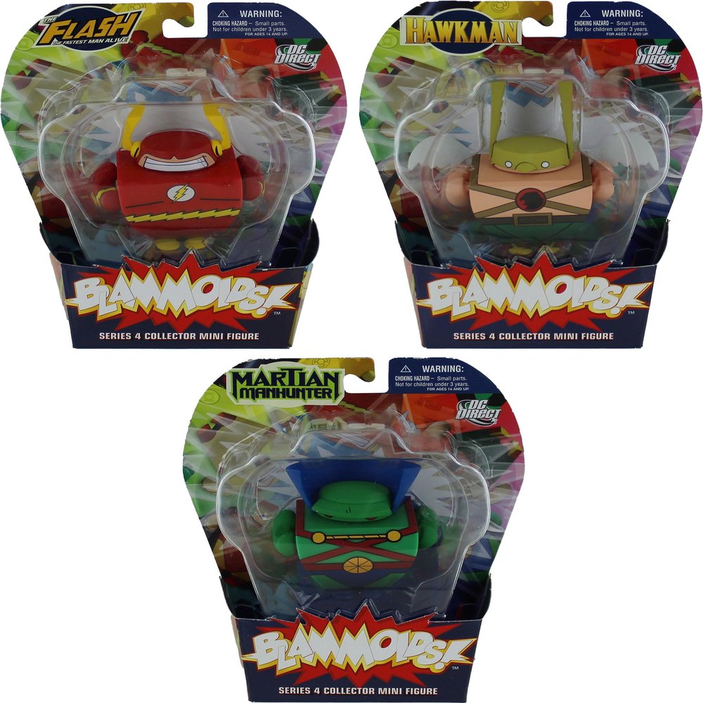 DC Comics Blammoids Series 4 Three Piece Set: Martian Manhunter, Hawkman, Flash
