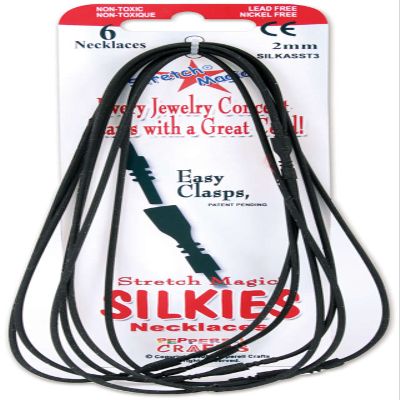 Stretch Magic Silkies Necklaces 2mm 6/Pkg-Black
