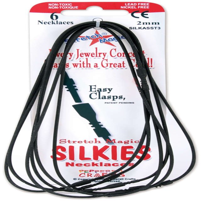 Stretch Magic Silkies Necklaces 2mm 6/Pkg-Black