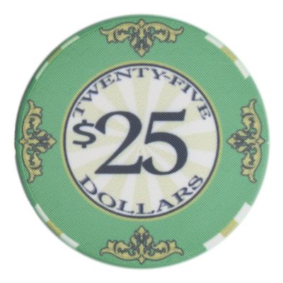 Brybelly Scroll Poker Chip Lightweight 10-gram Casino Grade Ceramic  Pack of 50 ($25 Green)