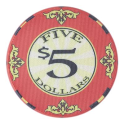 Brybelly Scroll Poker Chip Lightweight 10-gram Casino Grade Ceramic Pack of 50 ($5 Red)