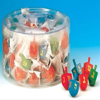 1 1/4'' Colored Wood Dreidels - 100 Pack