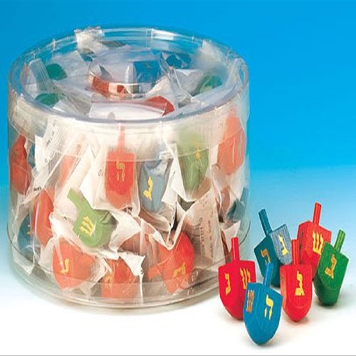 1 1/4'' Colored Wood Dreidels - 100 Pack