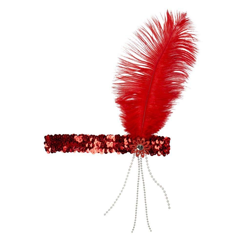 Boland - Flapper Headband 20s Feather Sequin Brooch Carnival Theme Party Theme Party