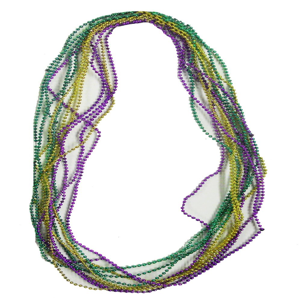 Mardi Gras Mini Bead Necklaces - 33" in. Each - 1 Dozen