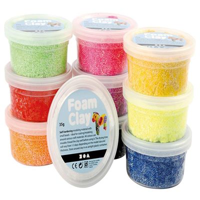 Creativ company - 10 pots de Pte  modeler Foam Clay - Couleurs assorties