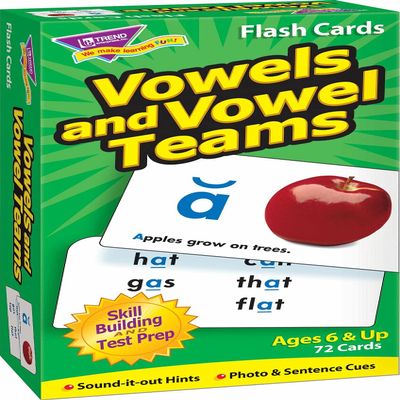 8 Pack TREND ENTERPRISES INC. FLASH CARDS VOWELS & VOWEL TEAMS
