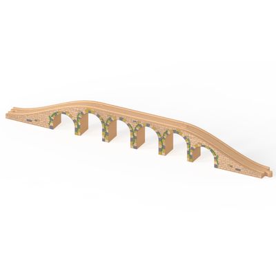 Orbrium Solid Wood 6 Arches Viaduct Bridge for Wooden Railway Track Compatible with Thomas Trains Brio IKEA Mellisa and Doug Wooden Train Accessories Toddler Kids Age 3-8