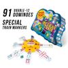 Puremco Mexican Train Double 12 Professional Size Dominoes with Bonus Chickenfoot Game Included Travel Tin Board Game, 91 Tiles, Challenging, Fun Game for Ages 6 Years & Up, Blue view 4
