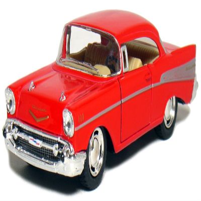 KiNSMART 1957 Chevy Bel Air Coupe 1:40 Scale 5" Die Cast Metal Classic Toy Car (Red)