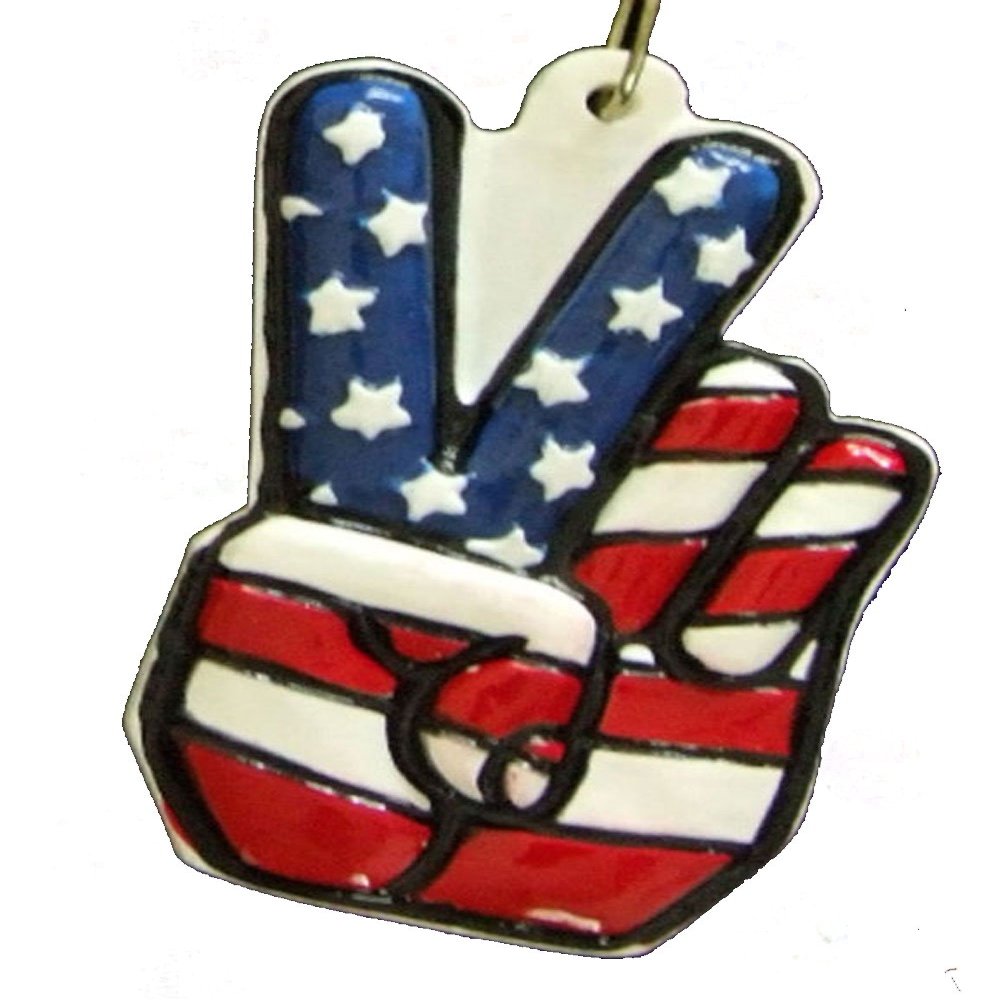 American Flag Hand Peace Sign Mardi Gras Beads Victory New Orleans