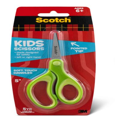 Scotch Kids Pointed Tip Scissors with Soft Touch, 5 Inches (1442P) (Colors may vary)