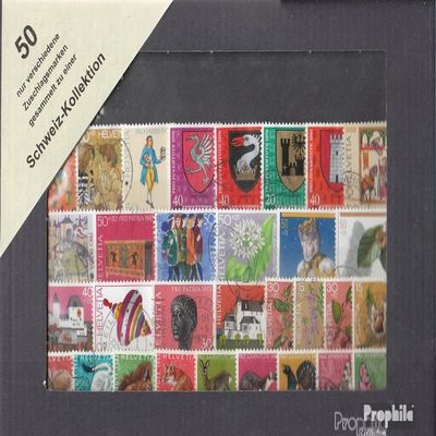 Prophila Collection Switzerland 50 Various Supplement Brands (Stamps for Collectors)