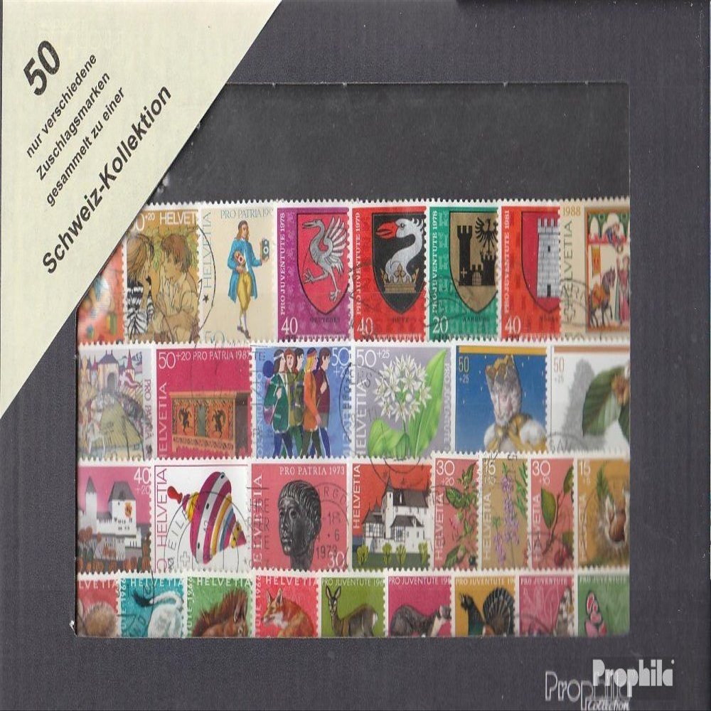 Prophila Collection Switzerland 50 Various Supplement Brands (Stamps for Collectors)