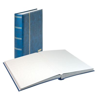LINDNER Das Original Stockbook Elegant, Blue, Padded, 60 White Pages, glassine Strips, 9,05x12,00 inches