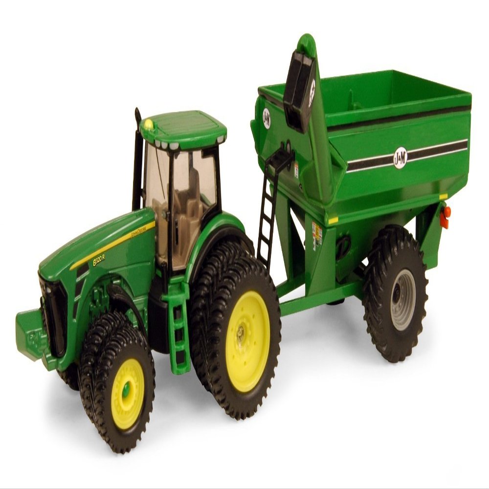 ERTL Big Farm John Deere Tractor Toy with J&M Grain Cart - 1:64 Scale - Farm and Construction Toys - Authentic Die-Cast John Deere Tractor Toys - 8 Years and Up