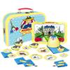 YOTTOY Madeline Collection | 23-Piece Kids Tin Tea Set Toy w/ Illustrations, Monograms, Carry Case view 1