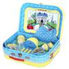 YOTTOY Madeline Collection | 23-Piece Kids Tin Tea Set Toy w/ Illustrations, Monograms, Carry Case view 3