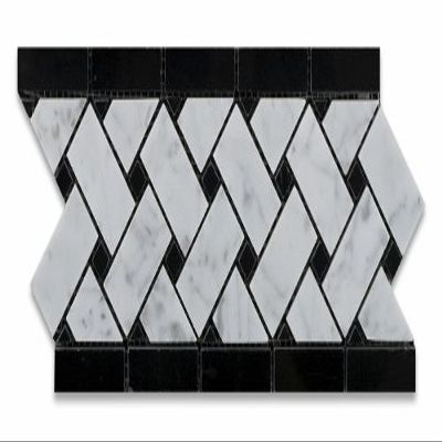 Carrara White Marble Honed Basketweave Border Listello - Box of 5 pcs.