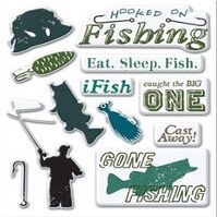 Creative Imaginations - Art Warehouse by Danelle Johnson - Active Summer Collection - Epoxy Stickers - Fishing
