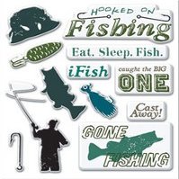 Creative Imaginations - Art Warehouse by Danelle Johnson - Active Summer Collection - Epoxy Stickers - Fishing