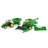 John Deere 1/64 Scale 5 pc Harvesting Set 4555 Tractor, 7720 Combine w/2 Heads, 500 Grain Cart view 1