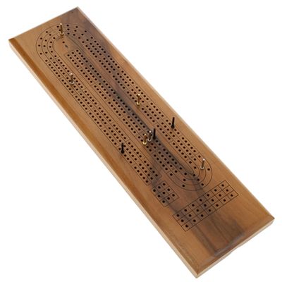 WE Games Cribbage Board Game Set, Travel Cribbage with Card Storage and Metal Pegs, Unique Dark Stained 3 Track Board, Classic Wooden Board Game, Coffee Table Board Games for Adults and Families