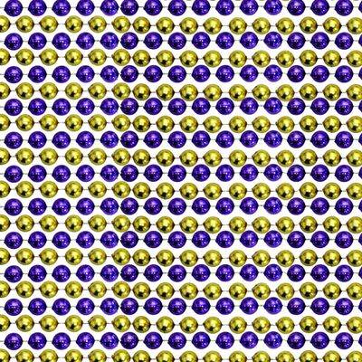 48" 12mm Round Metallic Purple and Gold Mardi Gras Beads Dozen (12 Necklaces)
