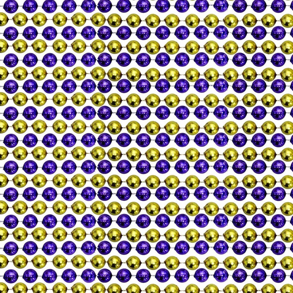 48" 12mm Round Metallic Purple and Gold Mardi Gras Beads Dozen (12 Necklaces)
